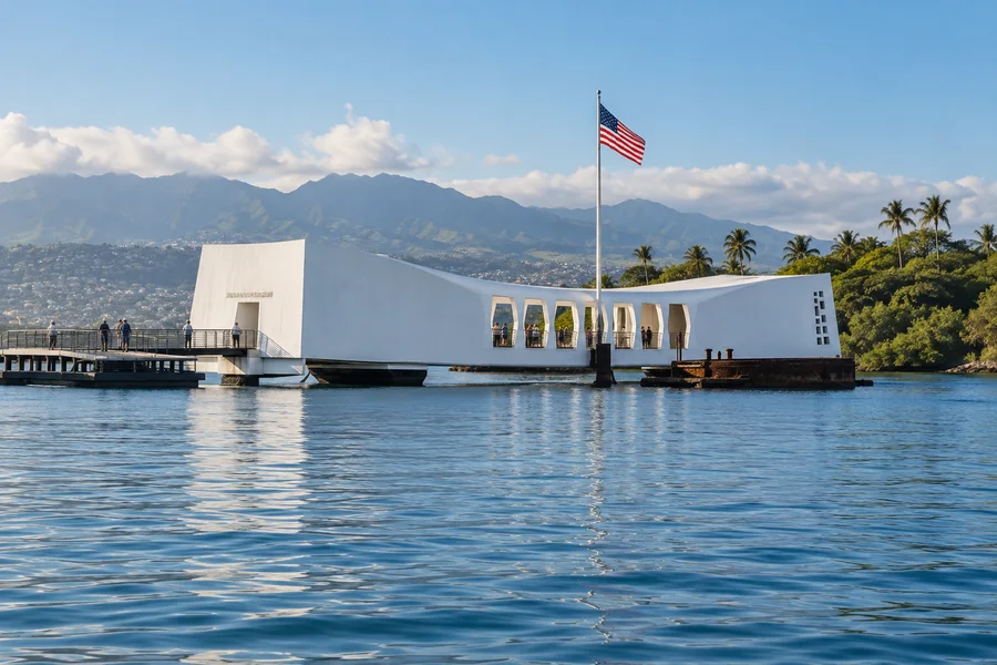 Pearl Harbor waterfront memorial setting